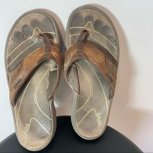 Teva Mens Jetter 1002122 Brown Suede Open Toe Flip Flop Slip On Sandals size 10